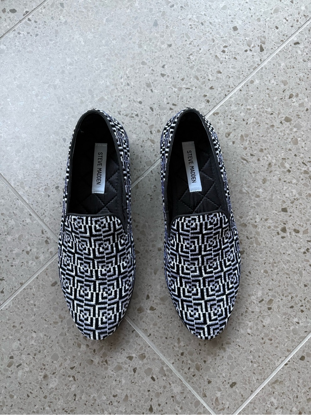 Steve Madden Men’s Black & White Geometric Loafers